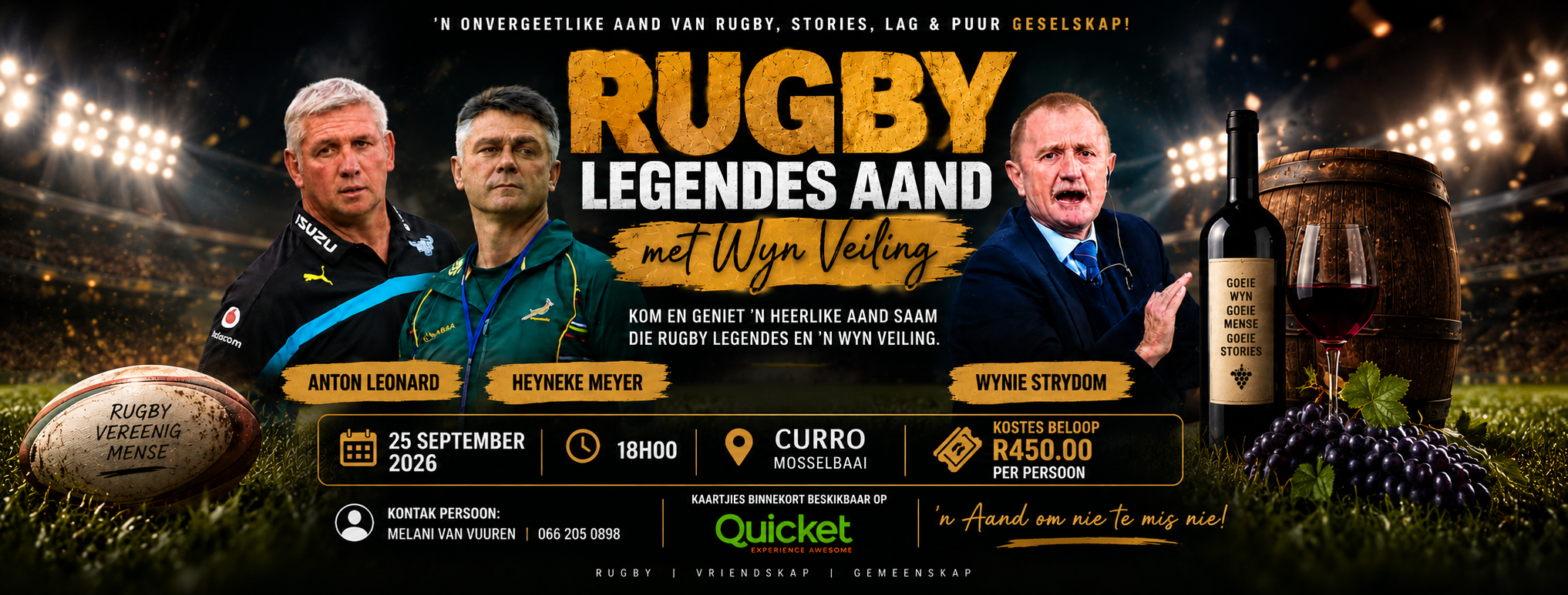 Rugby Legendes Aand en Wyn Veiling