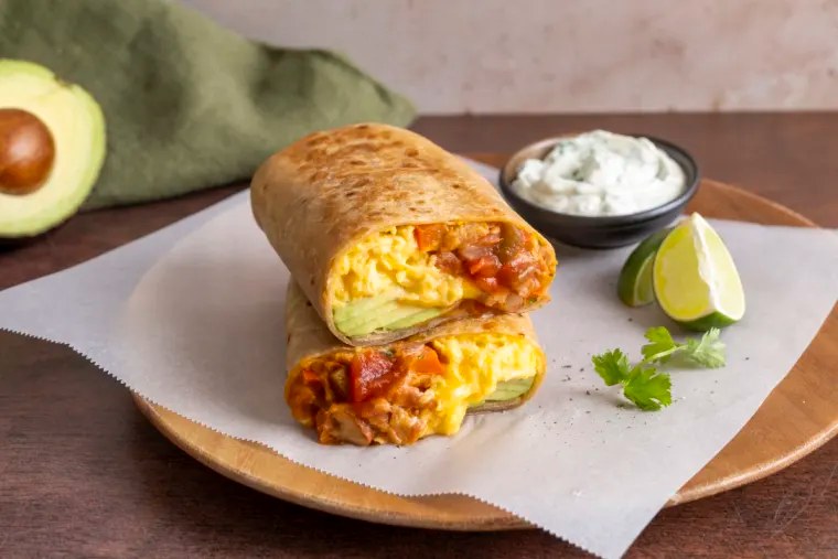 Egg, Cheese and Bean Breakfast Burrito