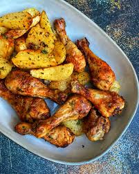 Sticky Chicken Drumsticks with Crispy Potato Wedges