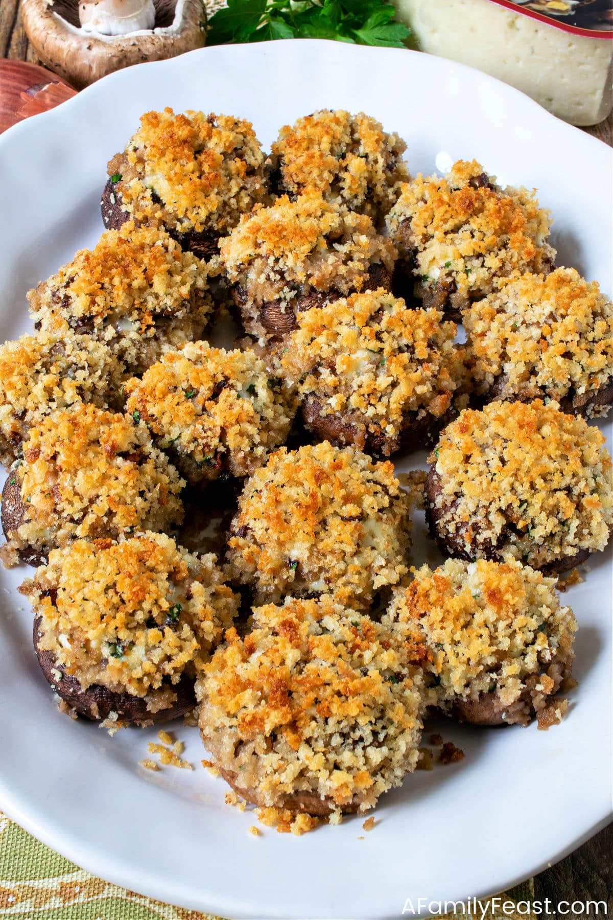 Mushrooms Stuffed with Gorgonzola and Breadcrumbs