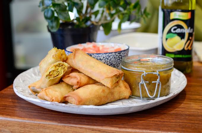 Bobotie Spring Rolls with Chutney