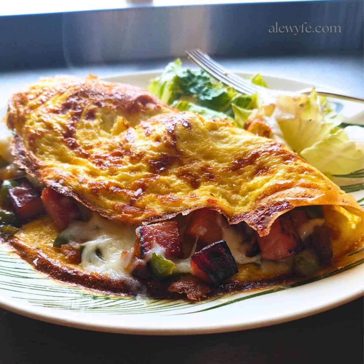Cheese, Ham and Pepper Omelette