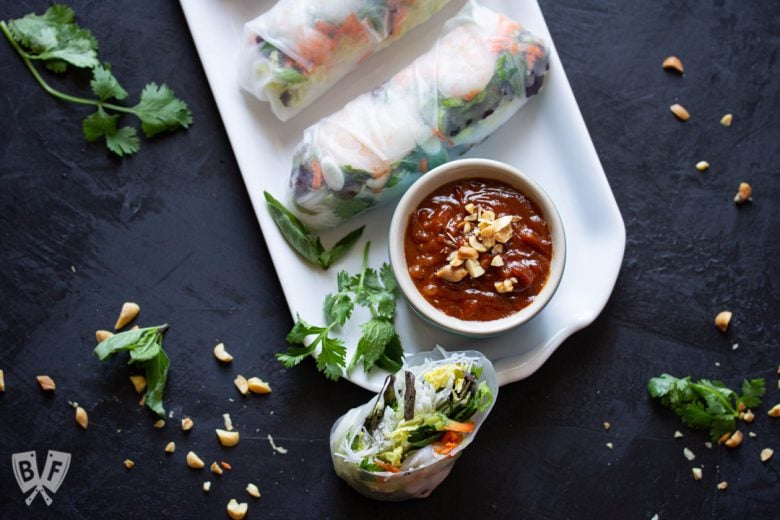 Vietnamese Rice Paper Rolls with Peanut Sauce
