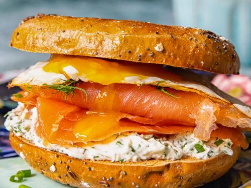 Smoked Salmon and Cream Cheese Breakfast Bagel