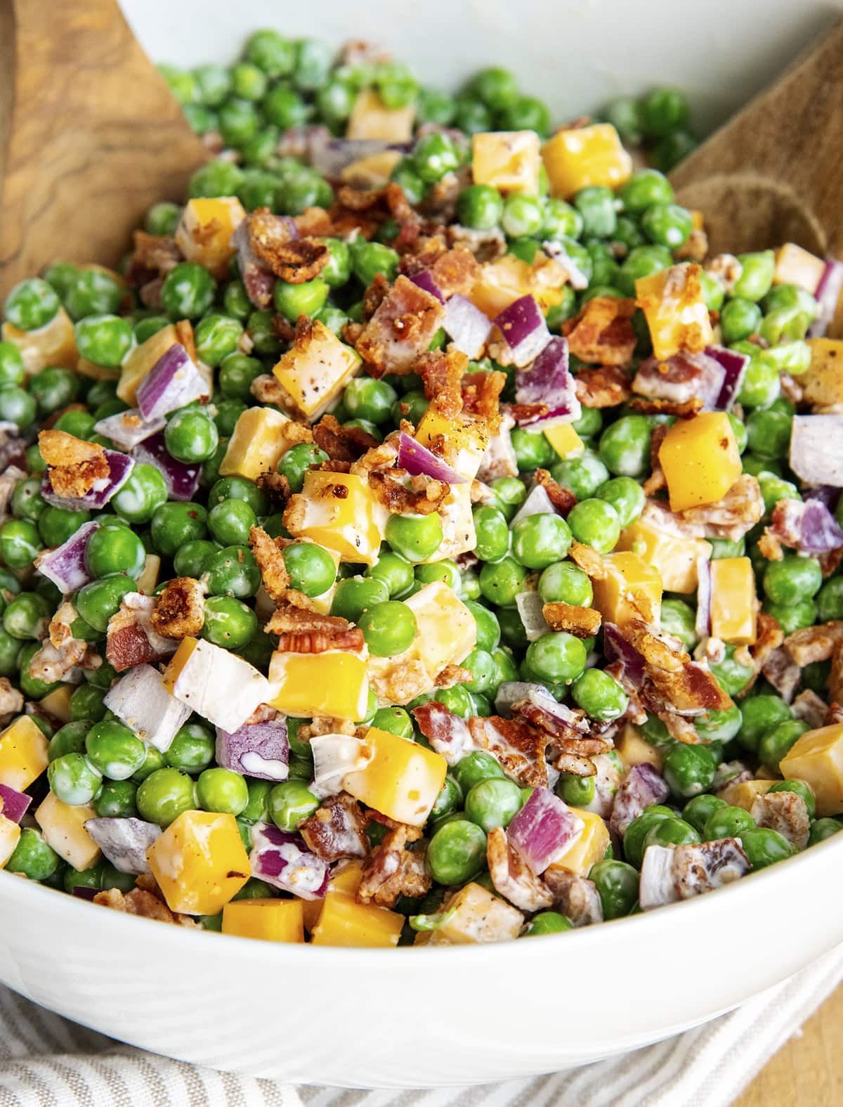 Creamy Pea, Cheddar & Bacon Salad